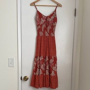 BOG Collective Floral Red Spaghetti Strap Dress